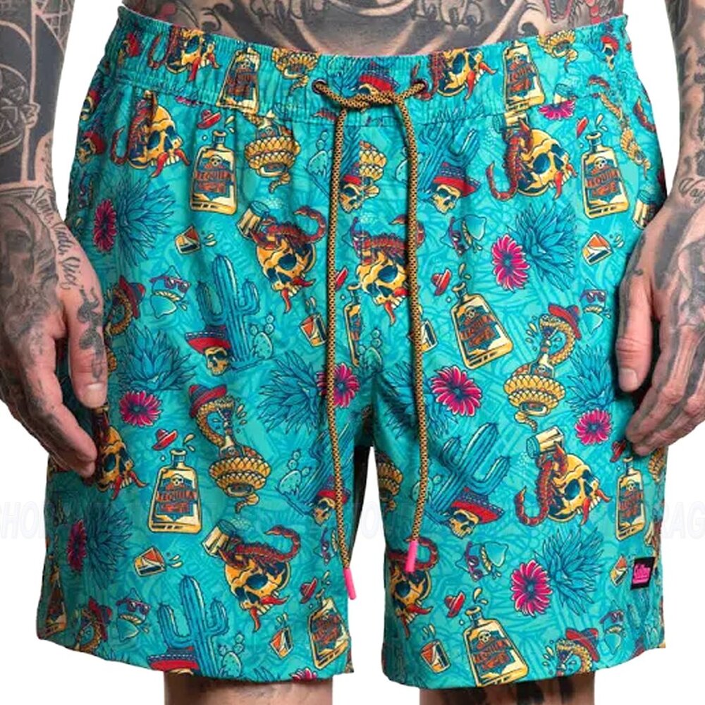 Sullen Art Collective Tequila Pardy SCM6261 Tattoo Graphic Board Shorts for Men